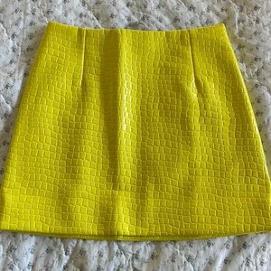 Tibi Yellow Leather Crocodile Skirt